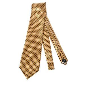 Neo Bill Blass Gold Blue Geometric Print Tie